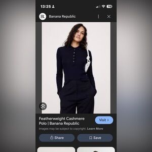 Final Price- No Offers! Banana Republic Navy Cashmere Polo Sweater